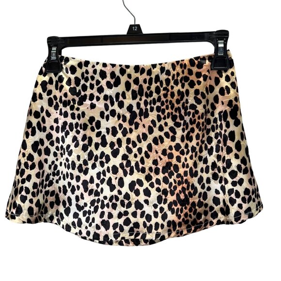 Princess Polly Leopard Print Skirt Jemima Grace Mini 2 Satin Lined Brown NWT - Picture 2 of 6